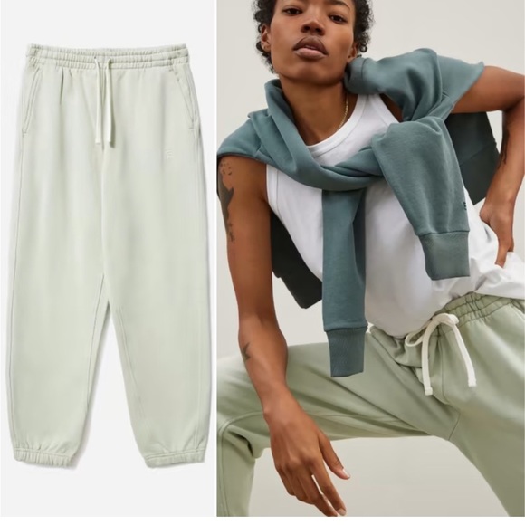 EVERLANE NWT organic cotton The Track jogger sweatpants in light green - Picture 4 of 5